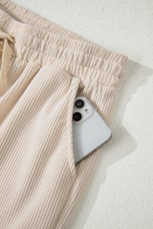 Jet Stream Drawstring Elastic Waist Casual Corduroy Pants - Image 8