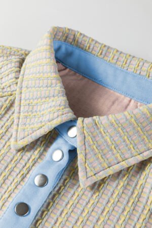 Beau Blue Button Front Jacquard Henley Sweatshirt - Image 7