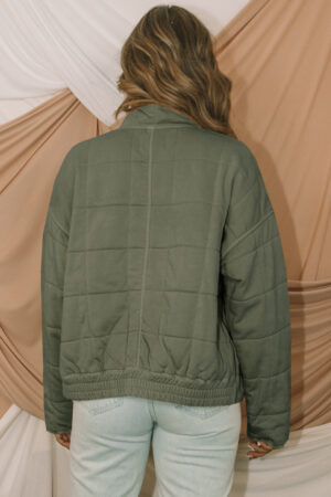 Alternative view of Green Zip-Up Pocket Quilted Jacket