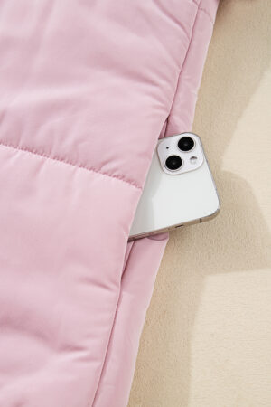 Pink Stand Neck Flutter Sleeve Snap Button Puffer Vest - Image 8