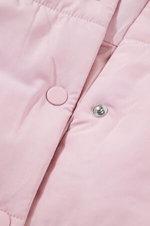 Pink Stand Neck Flutter Sleeve Snap Button Puffer Vest - Image 9