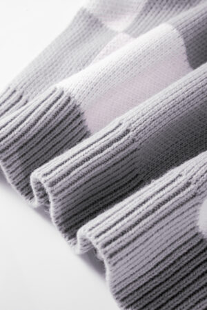 Gray Checkered Bishop Sleeve Sweater - Image 8