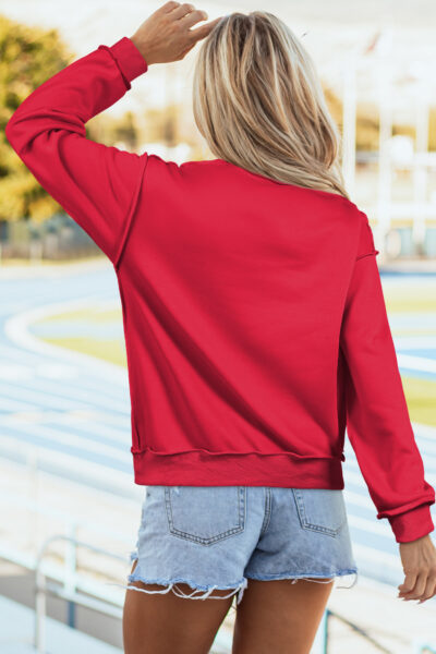 Alternative view of Racing Red Oversize Drop Shoulder Reversible Mock Neck Sweatshirt