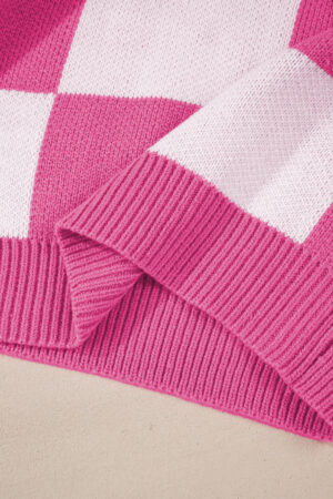 Rose Checkered Bishop Sleeve Sweater - Image 8