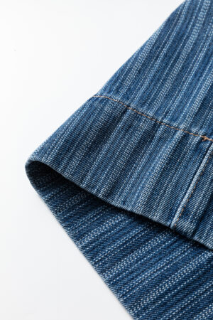 Blue Stripe Contrasted Drawstring Pocketed Loose Jeans - Image 13