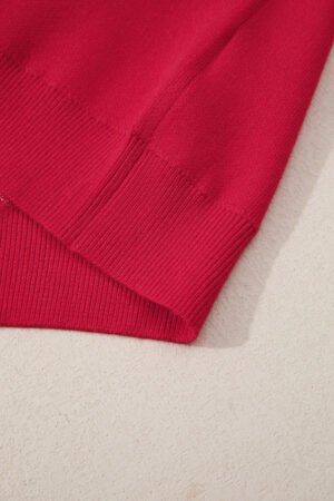 Fiery Red HO HO HO MERRY CHRISTMAS Drop Shoulder Loose Sweater - Image 8