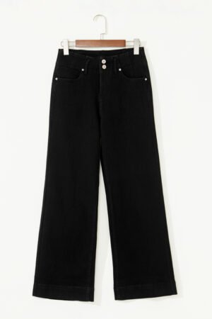Black 2-Button High Waist Flared Bottom Jeans - Image 4