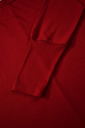 Red Dahlia Solid Color Extended Cuffs Long Sleeve Top - Image 10