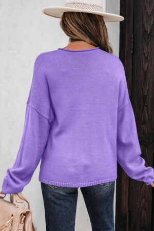Wisteria Solid Color Knit Button Drop Shoulder Sweater Cardigan - Image 11