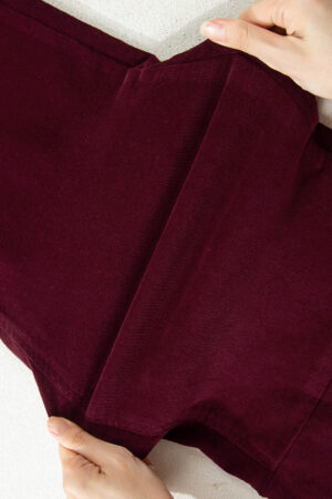 Burgundy Corduroy Solid Color High Waist Wide Leg Pants - Image 10