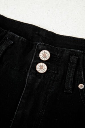 Black 2-Button High Waist Flared Bottom Jeans - Image 8