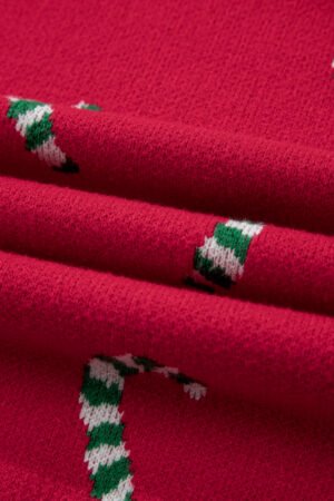 Racing Red Christmas Candy Cane Holiday Drop Shoulder Sweater - Image 13