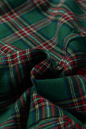 Green Plaid Contrast Patched Christmas Holiday Long Sleeve Shirt and Short 2pcs Pajama Set - Image 14