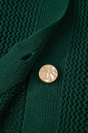 Blackish Green Plus Size Golden Accent Buttons Short Sweater Cardigan - Image 20