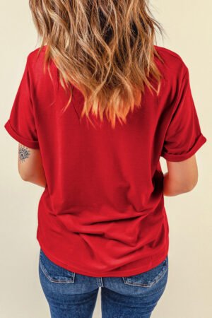 Red Sequined Christmas Nutcracker-man Graphic Cuffed Short Sleeve T Shirt - Image 5