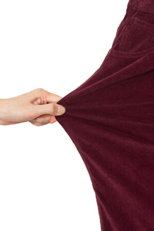 Burgundy Corduroy Solid Color High Waist Wide Leg Pants - Image 9