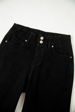 Black 2-Button High Waist Flared Bottom Jeans - Image 6