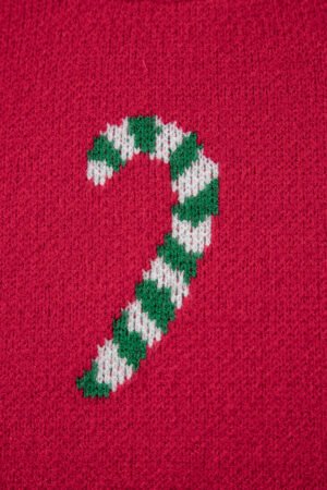 Racing Red Christmas Candy Cane Holiday Drop Shoulder Sweater - Image 11