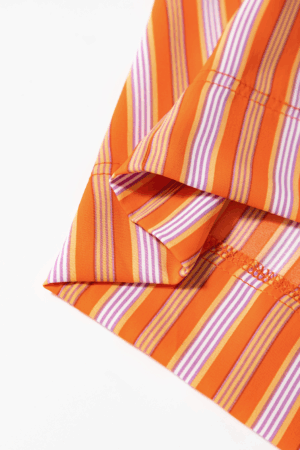 Orange Stripe Cropped Palazzo Pants with Pockets - Image 8