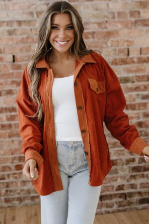Gold Flame Velvet Flap Pockets Drop Shoulder Casual Shacket - Image 13