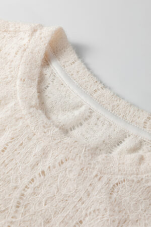 Jet Stream Semi Sheer Lace Long Sleeve Cropped Top - Image 11