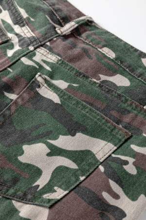 Green Camo Denim Cargo Wide Leg Pants - Image 9