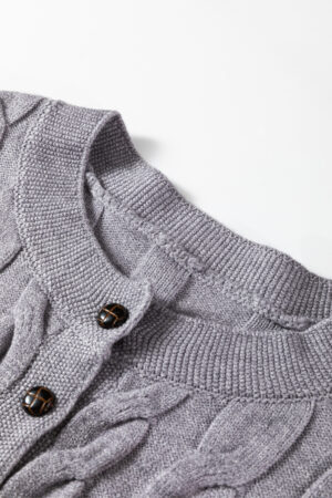 High Cable Knit Cardigan Sweater - Image 6