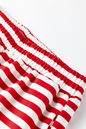 Red Stripe Drop Shoulder Long Sleeve Top Lounge Pants 2pcs Set - Image 5