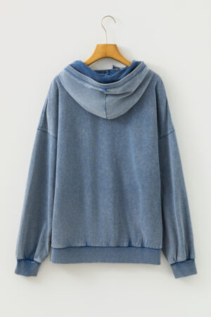 Ashleigh Blue Half Zip Kangaroo Pocket Mineral Wash Baggy Hoodie - Image 8
