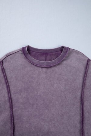 Valerian Mineral Wash Exposed Seam Side Slit Sweatshirt - Image 7