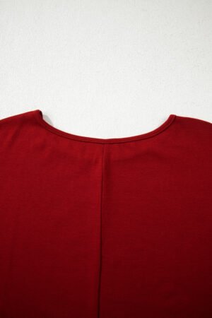 Red Dahlia Solid Color Extended Cuffs Long Sleeve Top - Image 9
