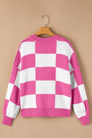 Rose Checkered Bishop Sleeve Sweater - Image 5