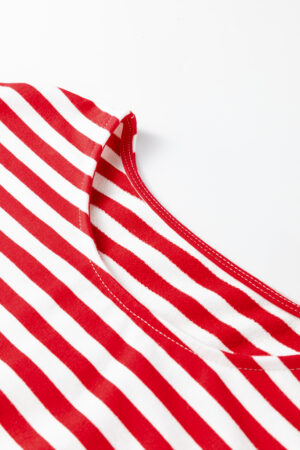 Red Stripe Drop Shoulder Long Sleeve Top Lounge Pants 2pcs Set - Image 6