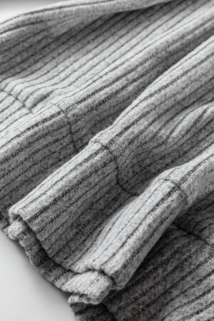 Gray Leopard Print Colorblock Patchwork Ribbed Knit Top - Image 9