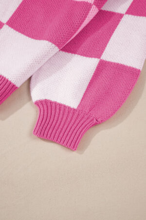 Rose Checkered Bishop Sleeve Sweater - Image 6