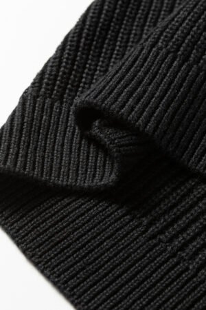 Black Contrast Striped Trim V Neck Drop Shoulder Sweater - Image 13