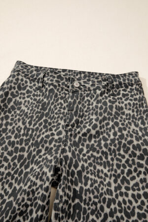 Black Leopard Print Wide Leg High Waist Jeans - Image 5