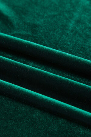 Evergreen Asymmetric Button Keyhole Neck Long Sleeve Velvet Blouse - Image 11