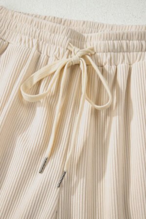 Jet Stream Drawstring Elastic Waist Casual Corduroy Pants - Image 9