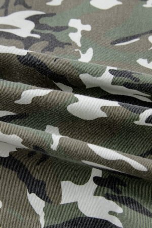 Green Camo Chest Pockets Loose Jean Jacket - Image 10