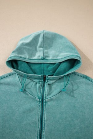Canton Half Zip Kangaroo Pocket Mineral Wash Baggy Hoodie - Image 7