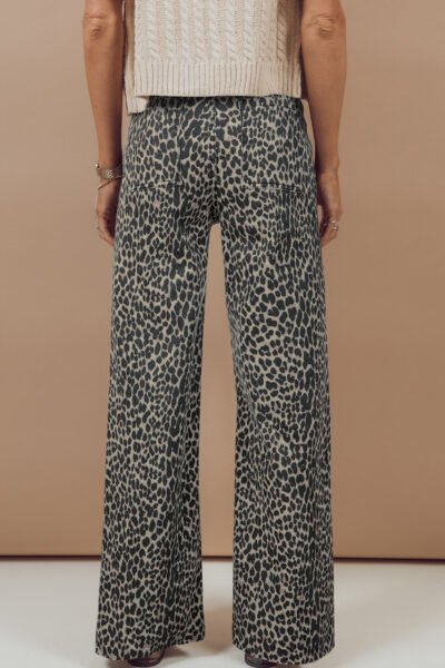 Alternative view of Black Leopard Print Wide Leg High Waist Jeans