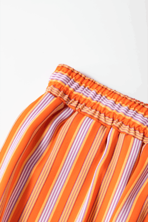 Orange Stripe Cropped Palazzo Pants with Pockets - Image 6
