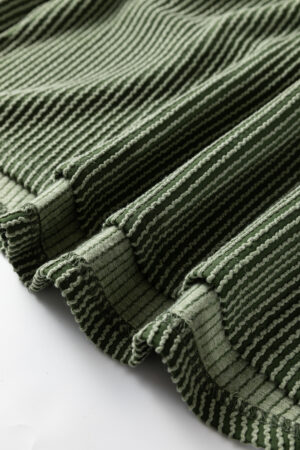 Vineyard Green Twisted Ribbed Leopard Lace Contrast Patchwork Long Sleeve Top - Image 7