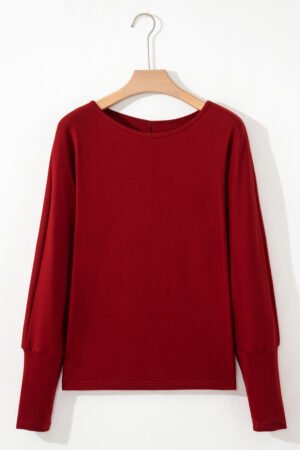 Red Dahlia Solid Color Extended Cuffs Long Sleeve Top - Image 5