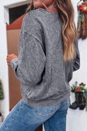 High-rise saved by grace Letter Embroidery Mineral Wash Loose Sweatshirt - Image 2