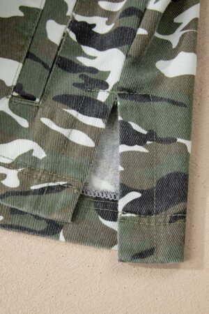 Green Camo Chest Pockets Loose Jean Jacket - Image 5