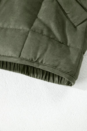 Green Zip-Up Pocket Quilted Jacket - Image 11