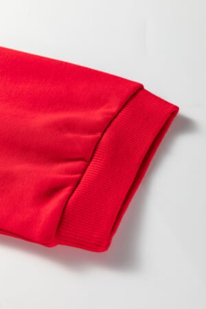 Fiery Red Floral Bow Patched Exposed Seam Patchwork Slit Baggy Sweatshirt - Image 9