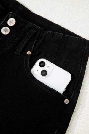 Black 2-Button High Waist Flared Bottom Jeans - Image 9